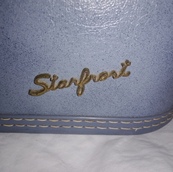 Mid Century Modern MCM Blue Starfrost Train Case Makeup Luggage Retro - Picture 2 of 12